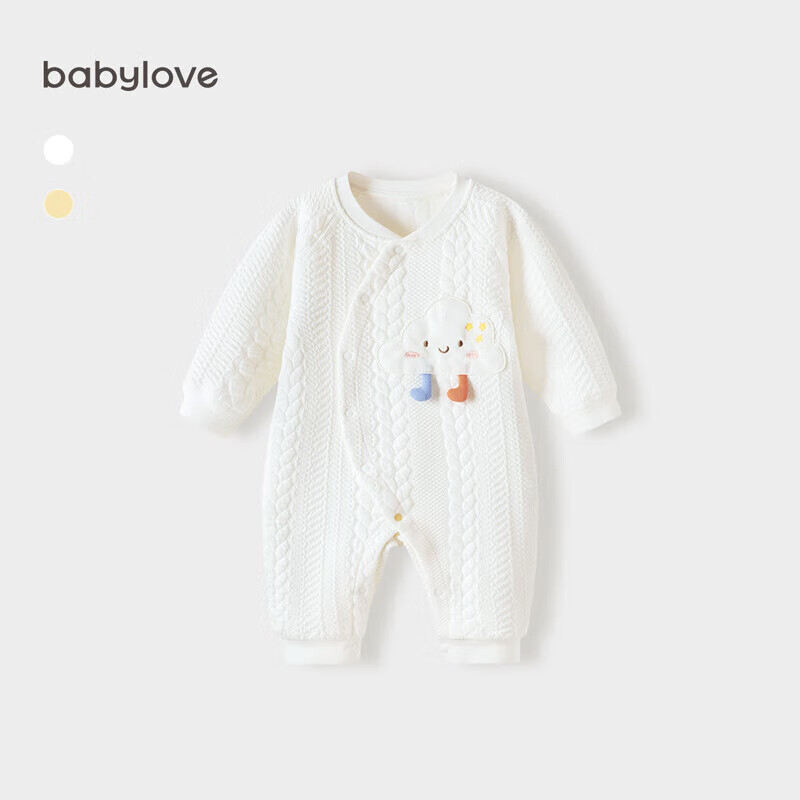babylove婴儿连体衣秋冬纯棉可爱宝宝哈衣爬服新生儿夹棉保暖衣服秋冬装