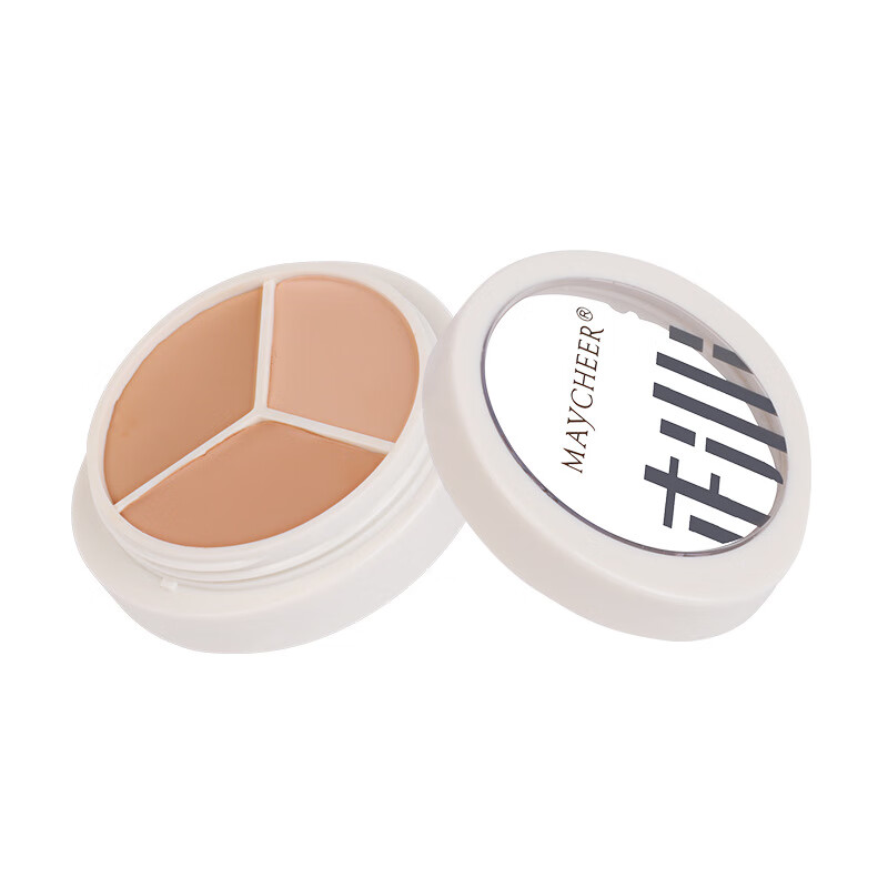 美茜儿三色遮瑕膏遮盖痘痘印斑点黑眼圈泪沟脸部修容粉底不脱妆 三色