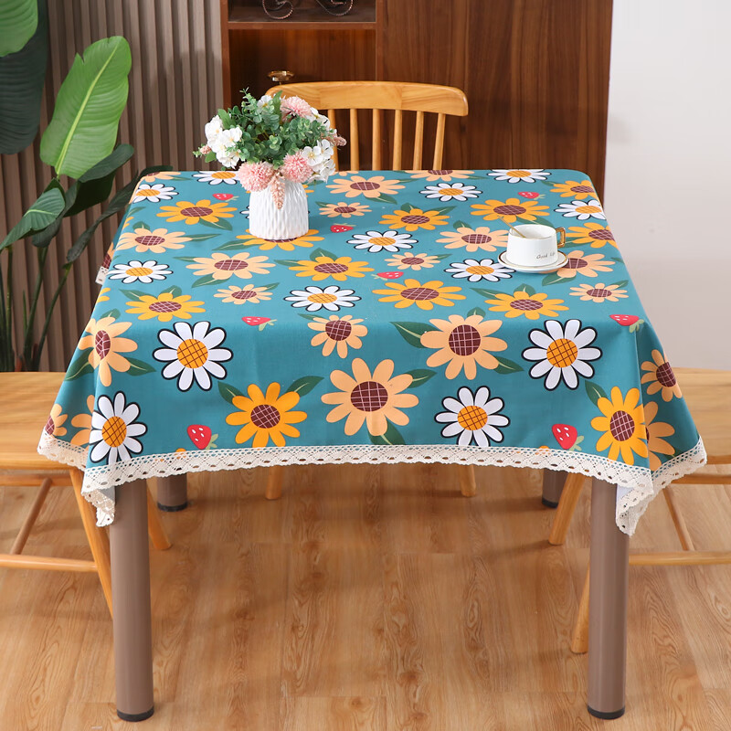 巧林儿圆桌布家用美式风小清新ins碎花餐桌防水茶几布咖啡桌布小圆桌布 向日葵(TPU防水防油款) 80*80cm适用于40cm以内桌子用 京东折扣/优惠券