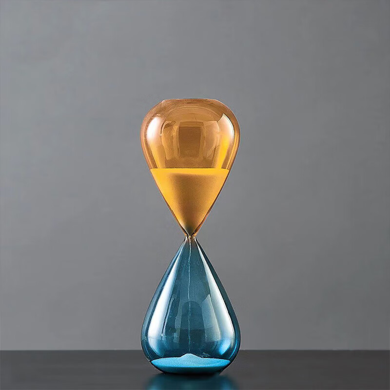 30/60分钟高档办公室客厅玄关书房流沙瓶 中号蓝橙双色水滴沙漏30分钟