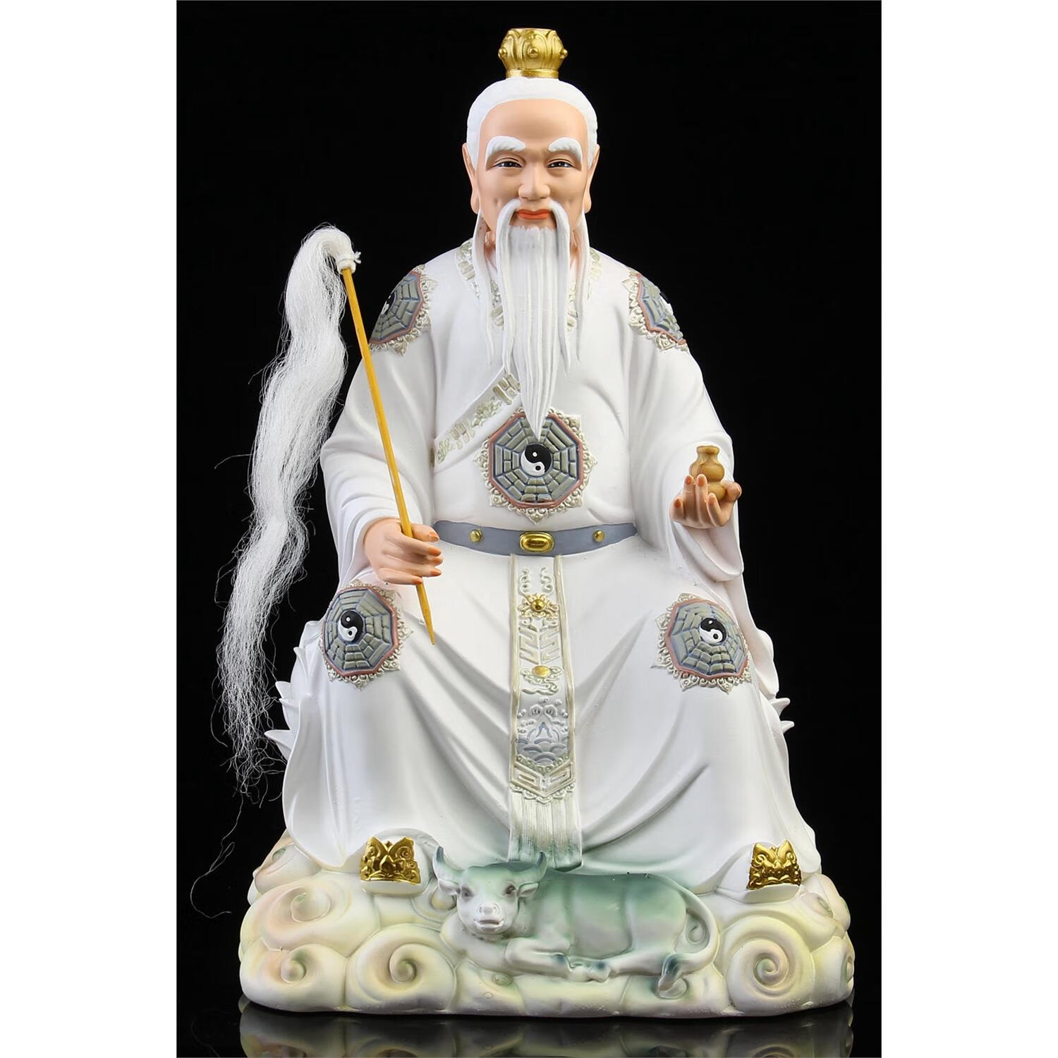 君撷道家三清道天尊像体供奉太上老君祖师爷摆件仿陶瓷汉白玉佛像家用