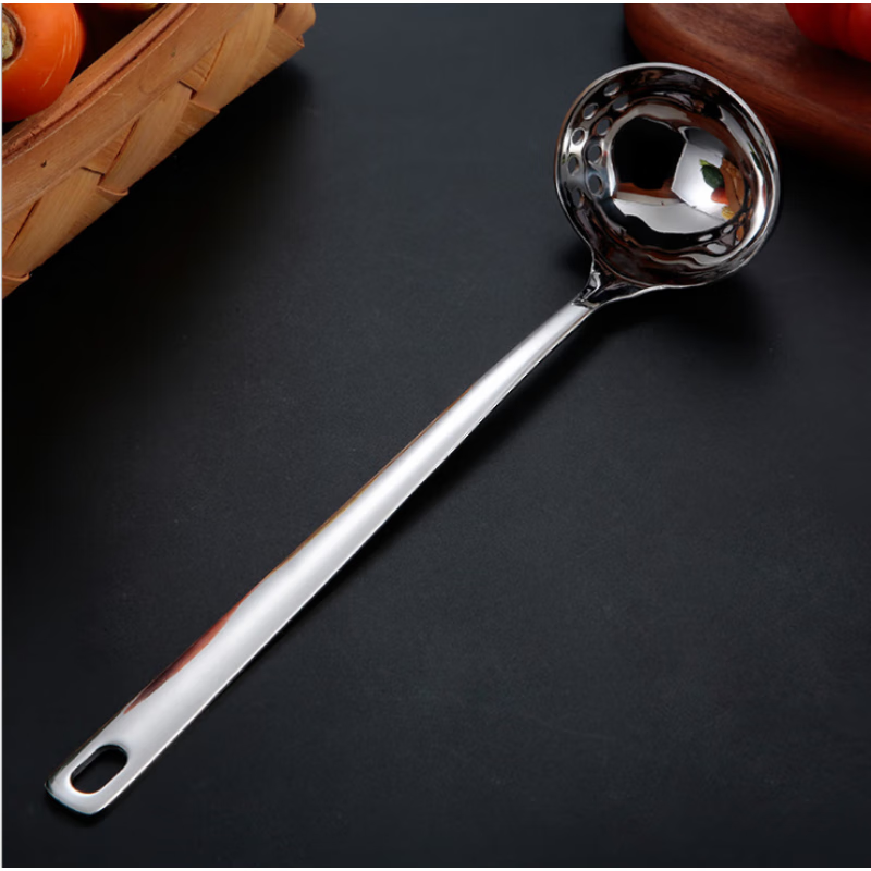 百圣牛加厚版火锅汤漏勺一体二合一加长手柄不锈钢多功能两用汤勺漏勺