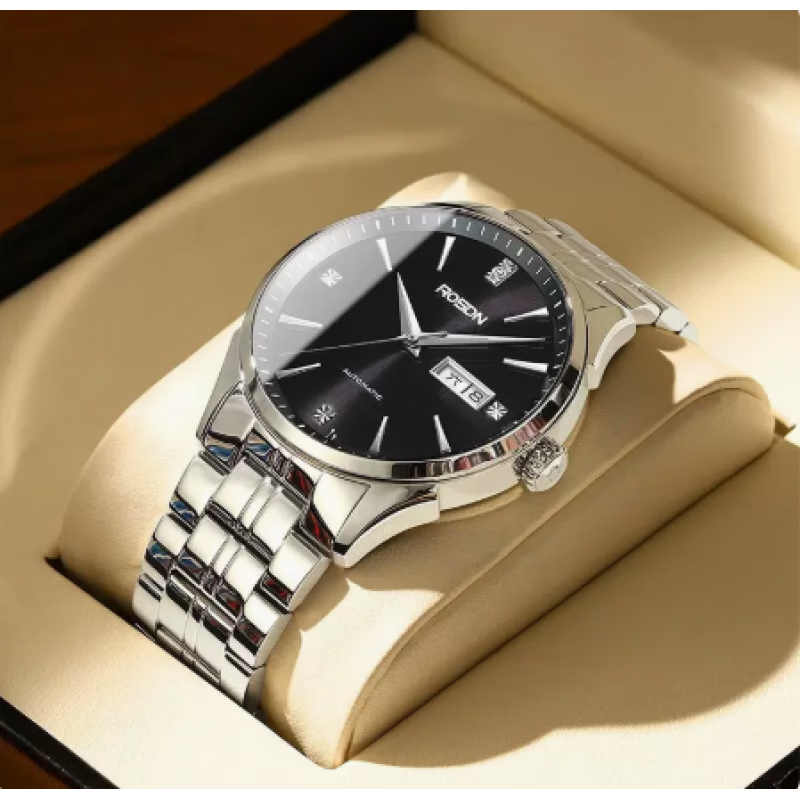 劳士顿(rosdn)手表男 全自动机械男表简约商务防水2023热款男士手表