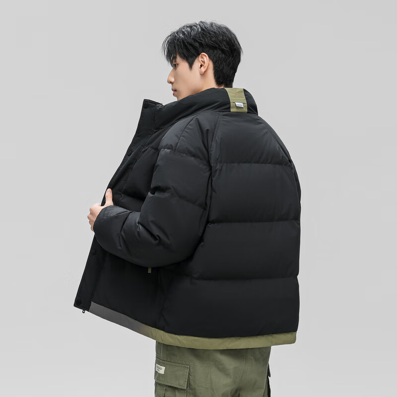 雪中飞简约百搭通勤时尚休闲简约防风保暖立领羽绒百搭通勤日常少感 黑色 L 175/92A