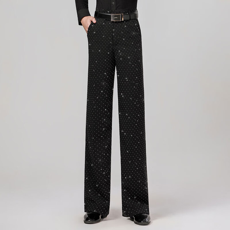 丹宝罗男士舞裤男裤摩登裤烫钻舞蹈裤交谊舞服装男高端国标舞裤子