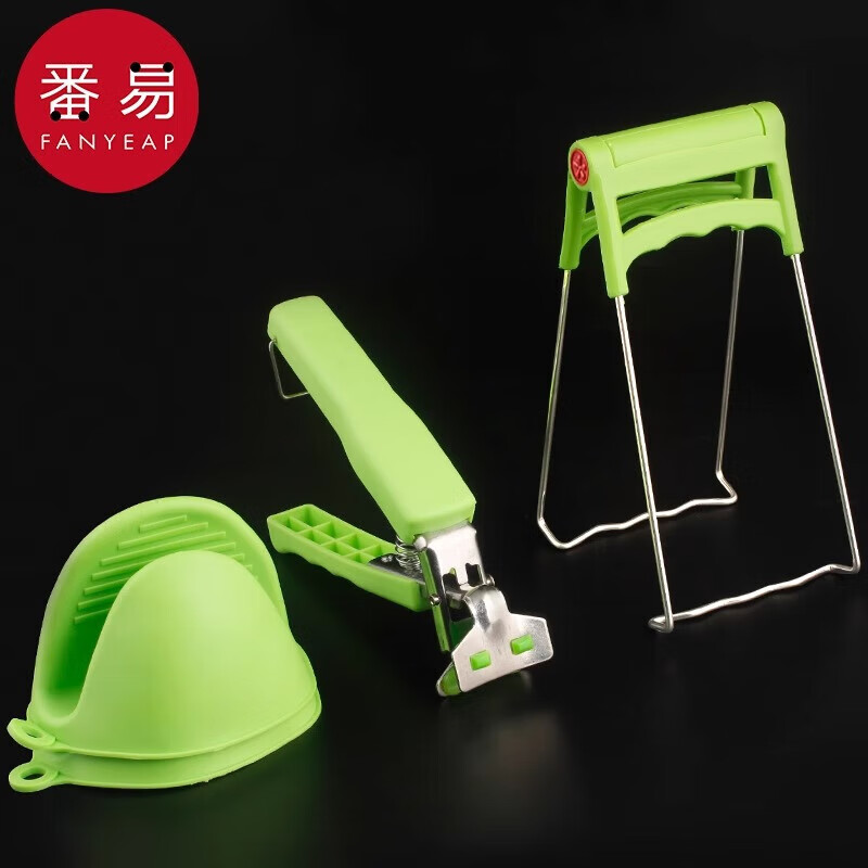 番易【精选直发】隔热手套烘焙工具家用煲汤防烫加厚食品厨房微波炉烤 硅胶手夹绿色1个