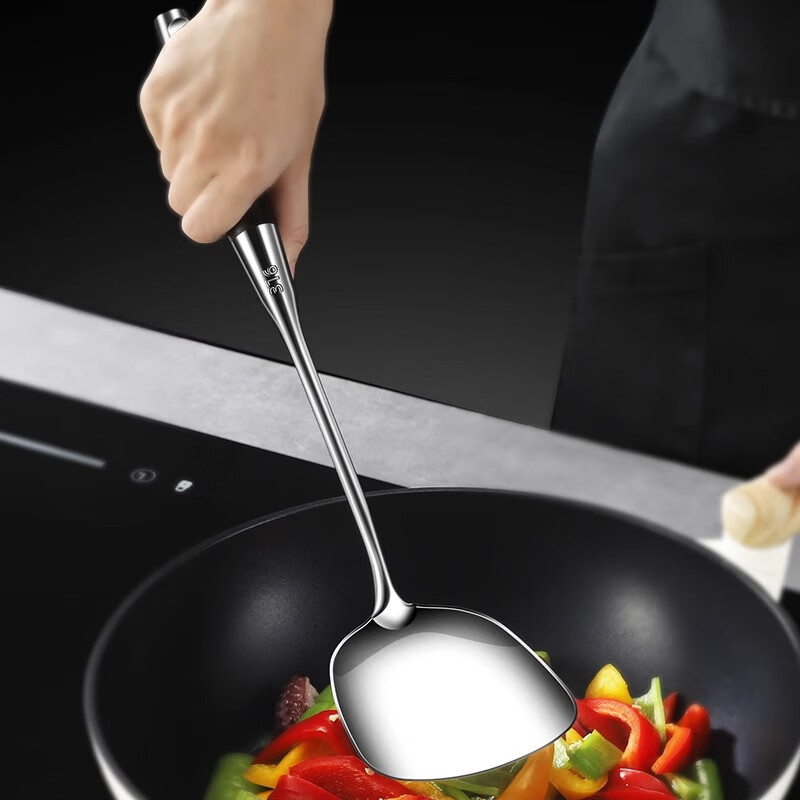 骆骐亚德国316不锈钢锅铲套装炒菜铲子厨具家用炒菜勺长柄汤勺漏勺煎铲 316钢 彩木柄 六件套