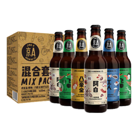 京A 艾尔啤酒组合装 4口味 330ml*6瓶（工人淡色艾尔啤酒330ml+飞拳印度淡色啤酒330ml*2瓶+凸豪金比尔森啤酒330ml+阿白小麦啤酒330ml*2瓶）