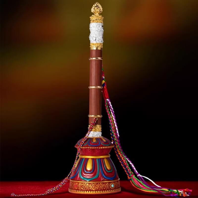 欧映藏式铜镀银格萨尔王权杖心想事成如意马鞭事业权杖装藏摆件装饰禅