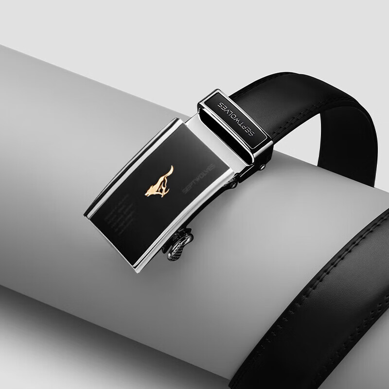 七匹狼男士皮带自动扣真牛皮休闲腰带生日情人节礼物送男友老公爸爸 金标款1 110cm -130cm可备注