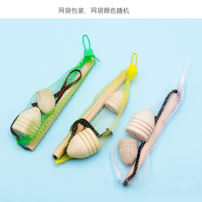 oloey陀螺成人鞭绳抽鞭绳子木质儿童锻炼传统怀旧玩具经典款木制 5套