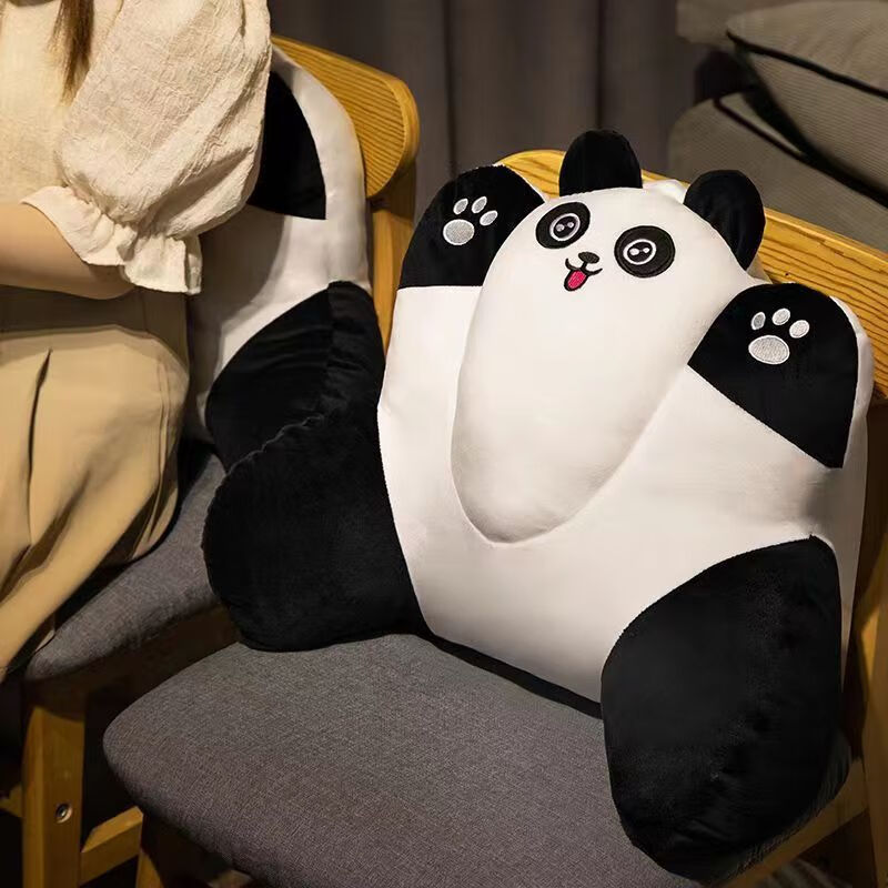 丝媛大鹅办公室腰靠垫久坐汽车座椅靠垫靠背宿舍沙发毛绒玩具靠垫抱枕 熊猫靠垫(50*40CM)带拉链 55*45cm