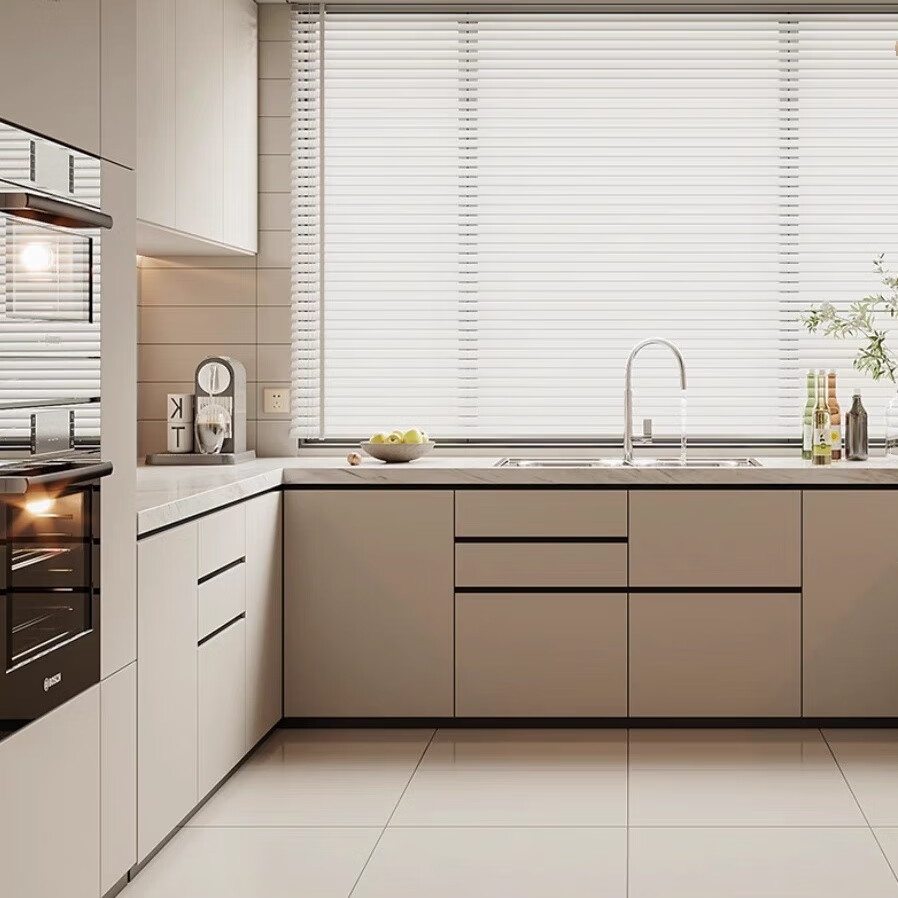 简尔馨厨房整体橱柜定做石英石不锈钢台面现代简约经济型开放式橱柜