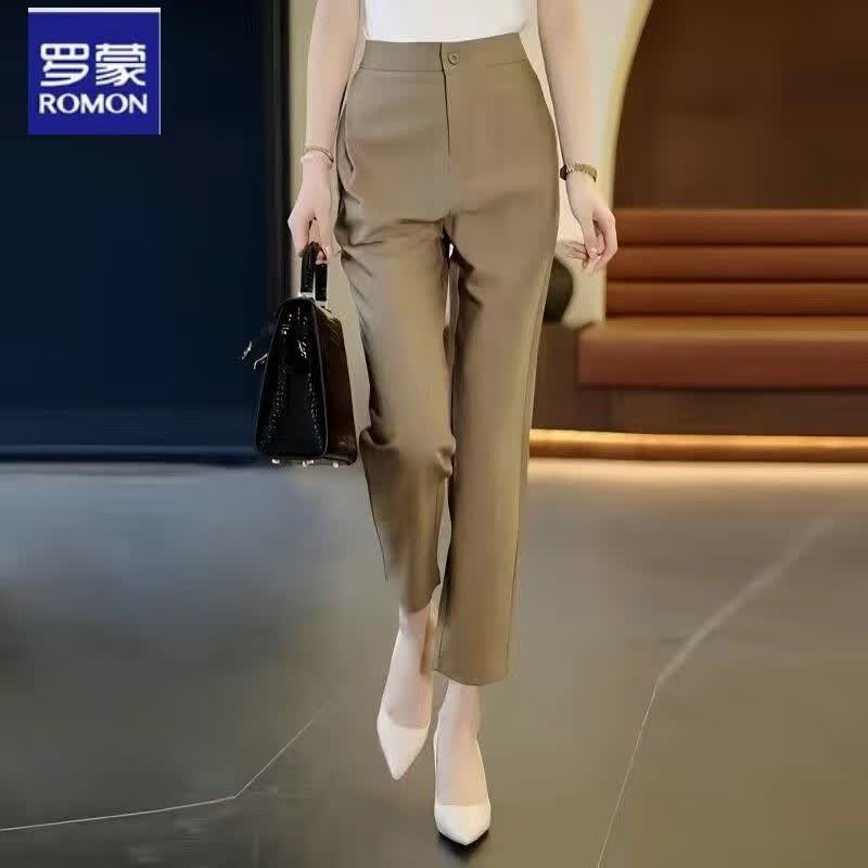 罗蒙（ROMON）职业西装裤女小个子2023新款宽松直筒高腰显瘦休闲烟管裤子女 卡其色-哈伦九分裤 L 建议105-115斤属于什么档次？