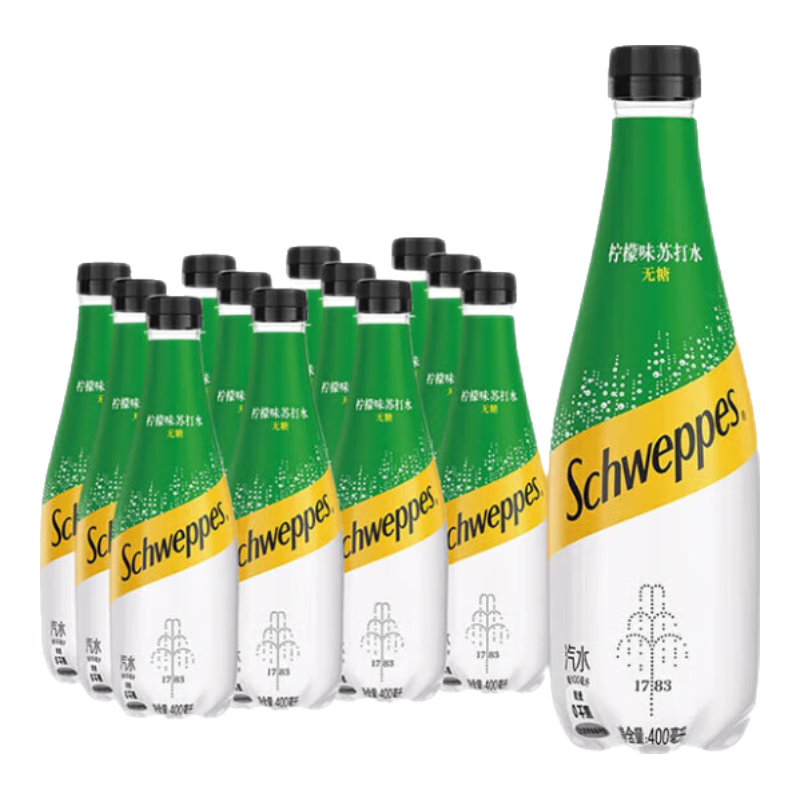 可口可樂（Coca-Cola）怡泉無糖零卡原味/檸檬/+c檸檬蘇打水氣泡水飲料400ml瓶 怡泉檸檬味400ml*12瓶 無糖