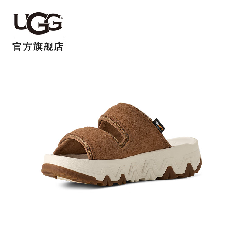 UGG夏季新款男女同款时尚厚底露趾可调节束带休闲凉拖鞋 1167497 CHE | 栗色 38
