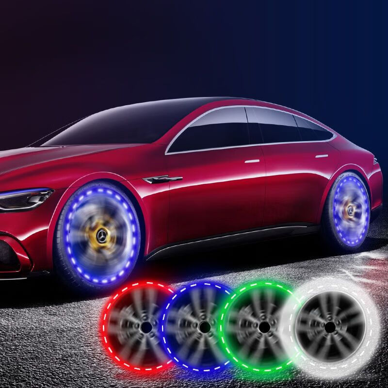 筏芯自行車輪胎燈風(fēng)火輪太陽能汽車輪轂燈夜光七彩爆閃改裝跑馬風(fēng)火輪 新款16模式【太陽能氣門嘴燈】2個(gè)裝