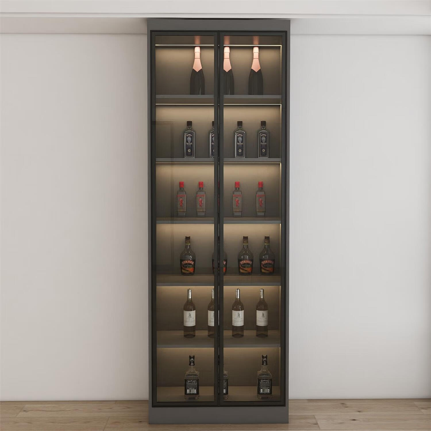 最新上线餐边柜一体靠墙高柜现代简约意式岩板储物玻璃酒柜可定制