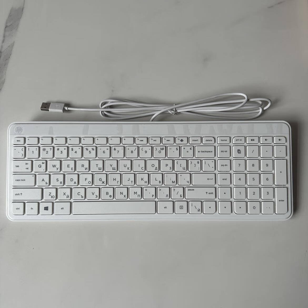 惠普(hp)惠普键盘俄文欧版usb方口台式机笔记本外接家用办公俄语键盘