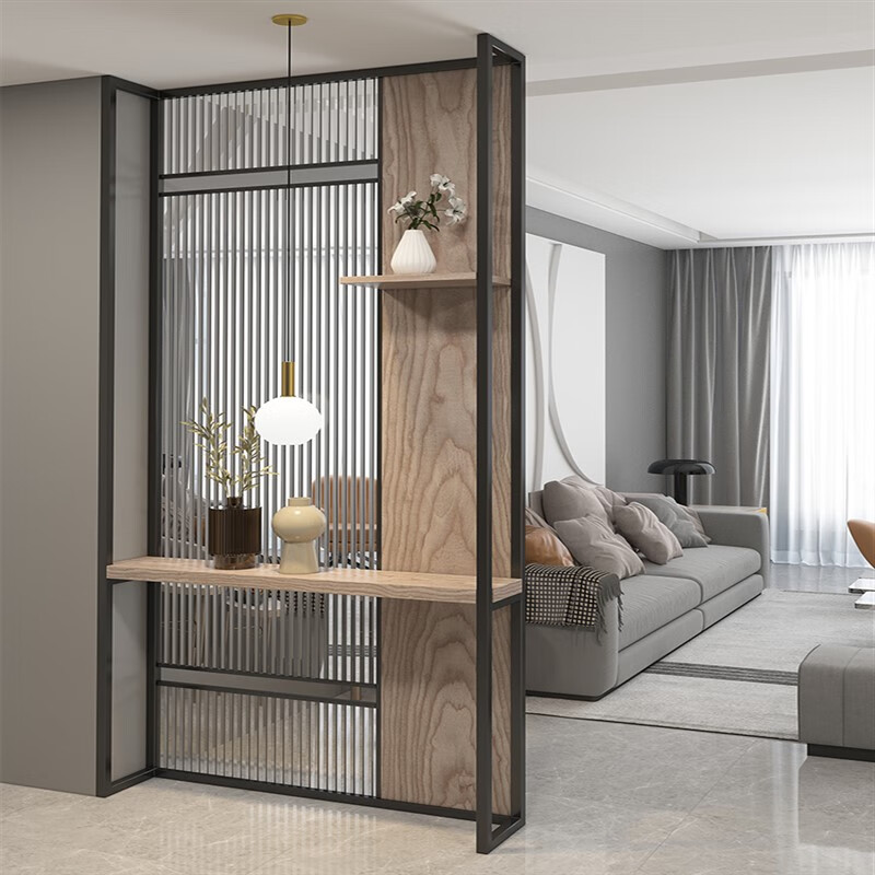 梵雅佳兰入户挡门客厅装饰格栅玄关柜隔断墙简约进门遮挡长虹玻璃阳台