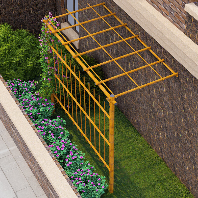 富竹郡靠墙葡萄架花架铝合金竹户外花园阳台庭院竹凉亭仿竹凉棚爬藤