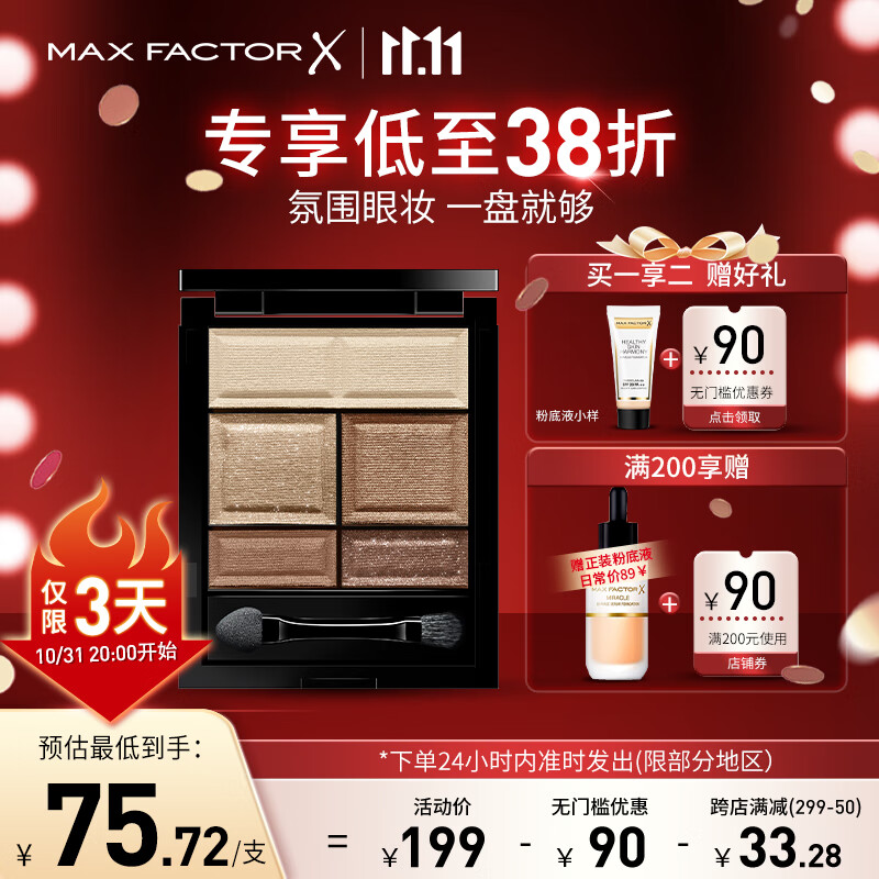 蜜丝佛陀（MAXFACTOR）五色眼影盘粉质细腻服帖珠光哑光自然裸妆易上色4.6g 01大地裸棕属于什么档次？