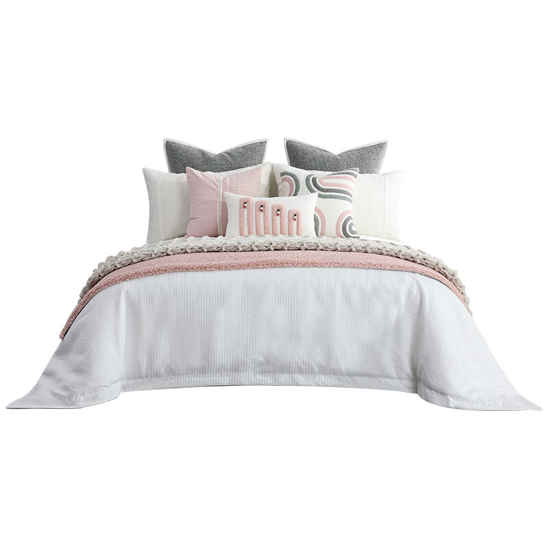 高端床品女孩房软装多件套卡通可爱 灰粉色系十一件套 18m6英尺床含芯