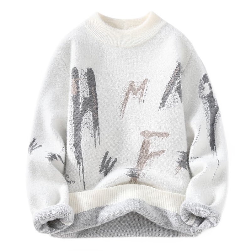 百亿补贴:南极人毛衣男士装秋冬季款加绒加厚潮流针织打底衫保暖衣服 白色 L39.99元