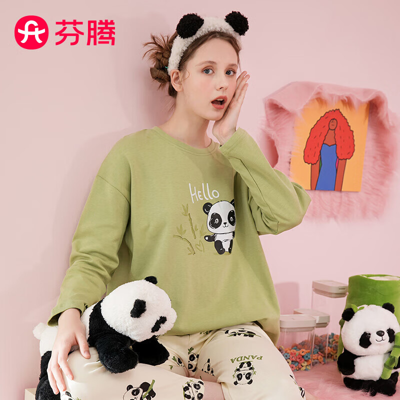 芬腾睡衣女士纯棉元气熊猫套头长袖家居服套装女可外穿Q9X2470255属于什么档次？