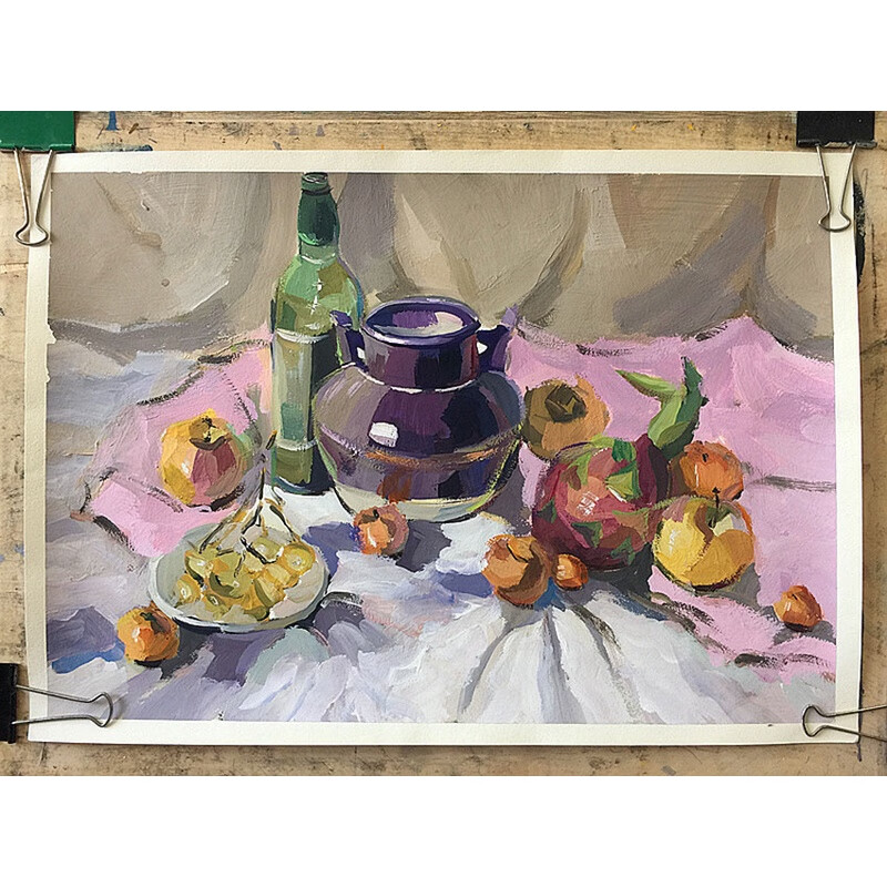 4开成品水粉静物画色彩静风景定制大学生代画水粉画静物水粉成品 默认