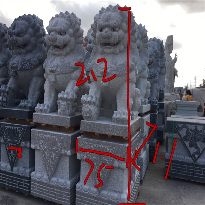萌依儿 (mengyier)祠堂石雕摆件 石雕狮子一对公母花岗岩看门北京狮