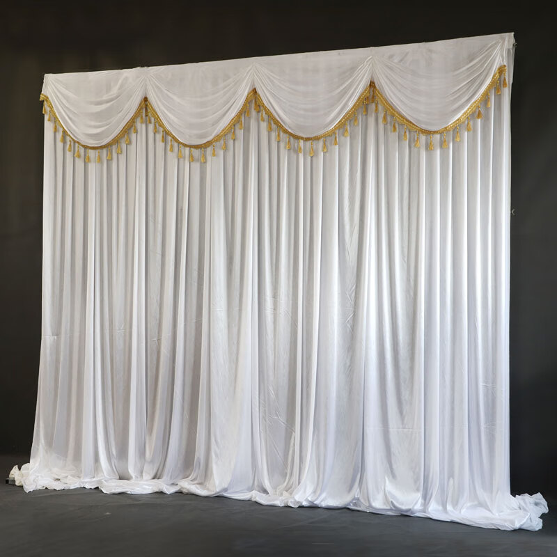 山头林村白事灵堂背景布幔 新款白事灵堂布置纱幔殡仪馆丧事葬礼幕布