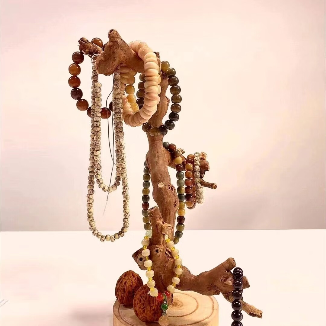 手串收纳文玩展示挂串架实木手链钥匙架佛珠首饰置物架古玩石玉架 棕红色 20厘米适合挂手串