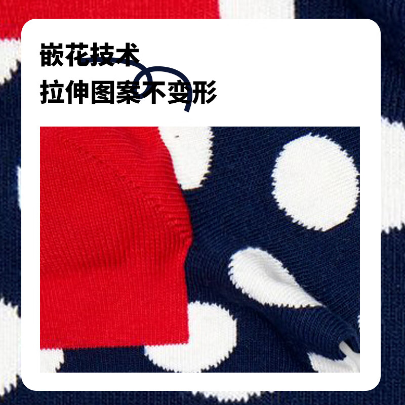 Happy Socks秋冬季款袜子女男士袜薄荷曼波彩虹白色棉袜运动袜中筒袜 经典波点 1双 M 36-40