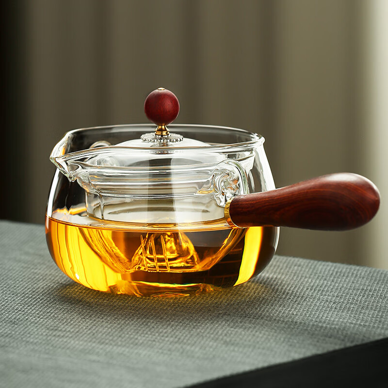 啟潤耐高溫單壺小青柑悶泡玻璃逍遙壺功夫茶具煮茶爐側把茶壺泡茶家用 逍遙壺透明色