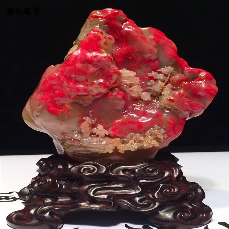穆舒昌化鸡血石巴林大红袍摆件印章手把件老坑鸡血田黄石精品名章篆刻