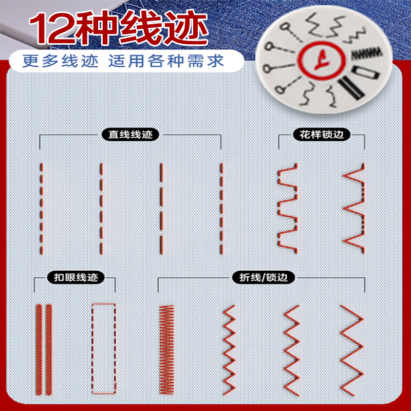 AOLAI家用缝纫机小型迷你电动吃厚台式多功能双线补衣服裁缝锁边机825H 825H豪华礼包+扩展台+22根针