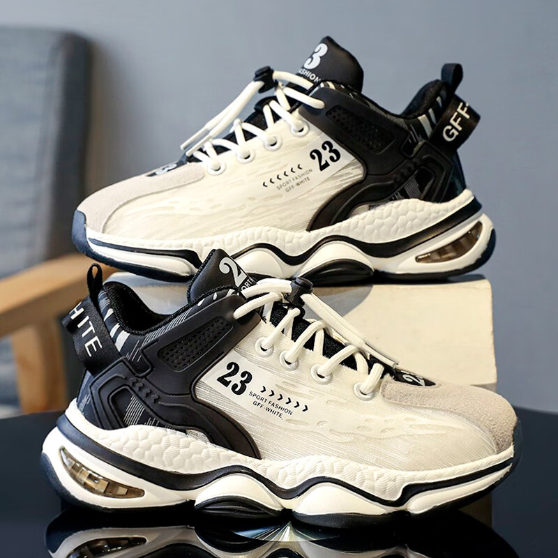 361断码男童鞋子2024春秋季新款儿童运动鞋中大童男孩防滑跑步老 白黑