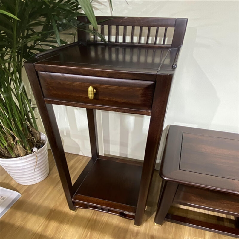 创京懿选新中式乌金木花架 新中式花架实木卯榫工艺置物架客厅简约