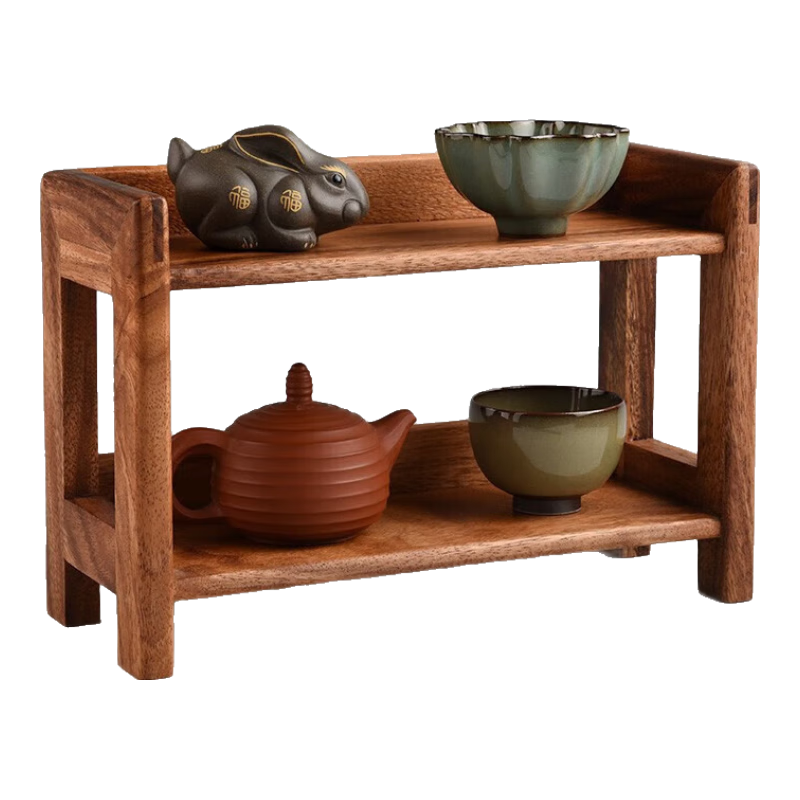 從簡花梨木博古架小號實(shí)木紫砂壺展示架茶具置物架擺放收納茶杯架 巴西花梨木收納架長30寬12高20cm