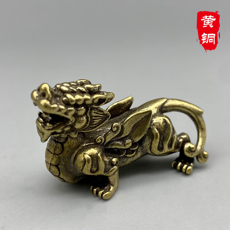 黄铜貔貅风水摆件獬豸桌面摆件茶桌茶宠全铜神兽皮丘一对礼品 獬豸