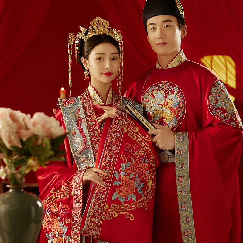 馨兰芙曼明制婚服凤冠霞帔重工明制婚服男女套汉式嫁衣秀禾服新款情侣