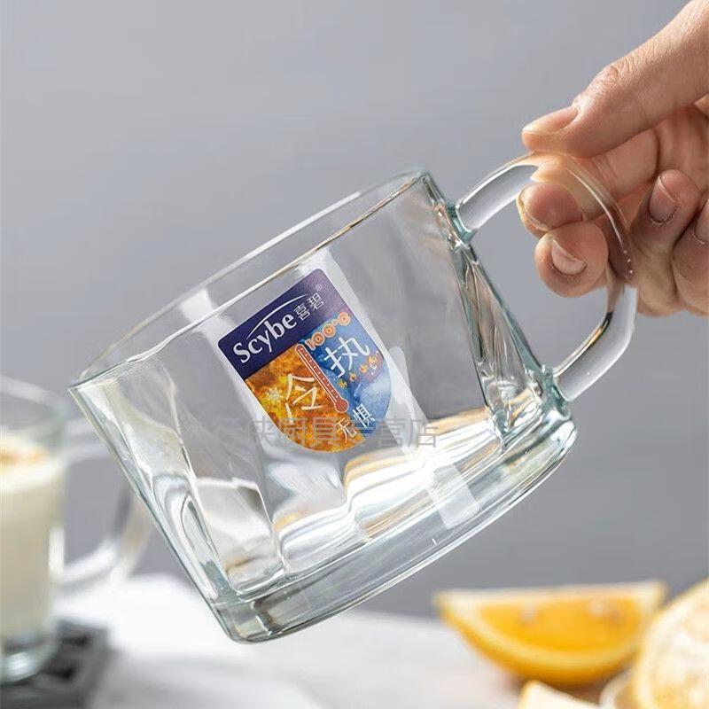 喜碧（Scybe）喜碧耐熱微波爐玻璃杯早餐杯玻璃水杯帶蓋大號(hào)牛奶杯麥片杯家用杯 可微波爐單只裝