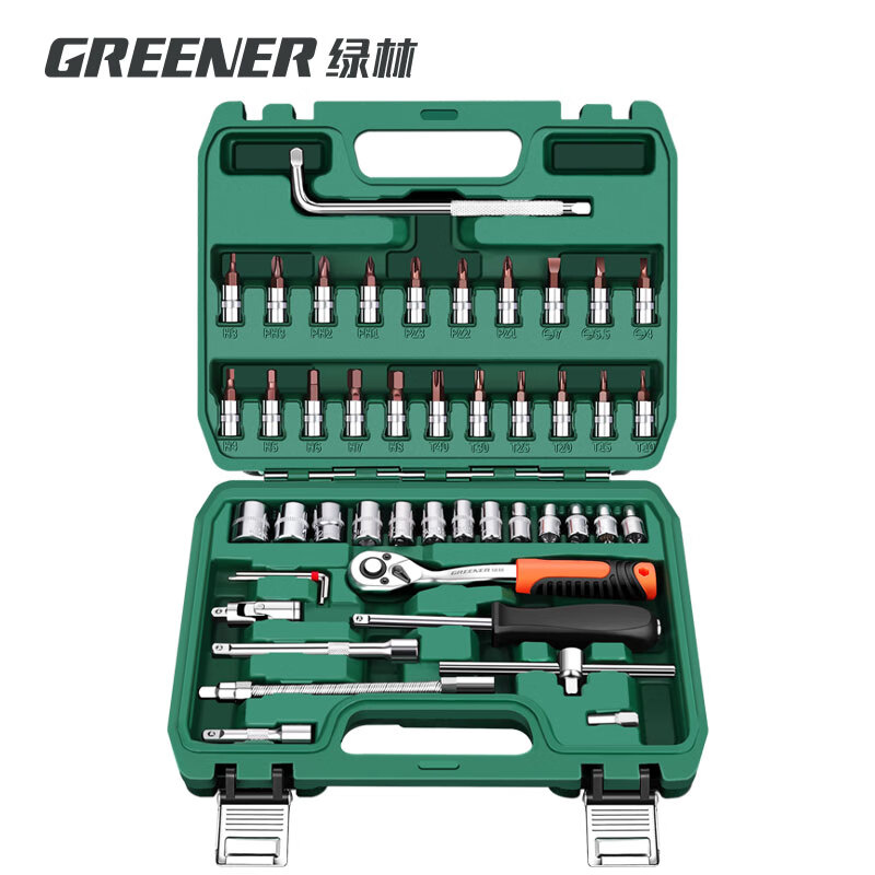 绿林（GREENER）47件套筒扳手汽修工具套装家用摩托车拆卸修车棘轮扳手工具箱全套