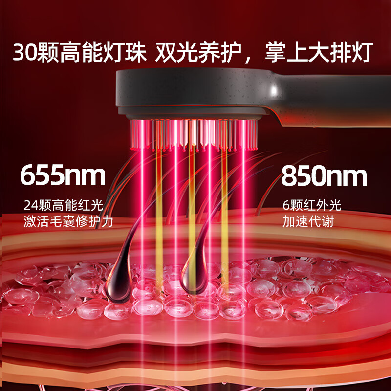 倍轻松(breo)Scalp3S头皮按摩仪 红光护发滋养护头皮头部按摩器按摩送女朋友老婆妈妈生日礼物实用 【养发新升级】深空黑2代