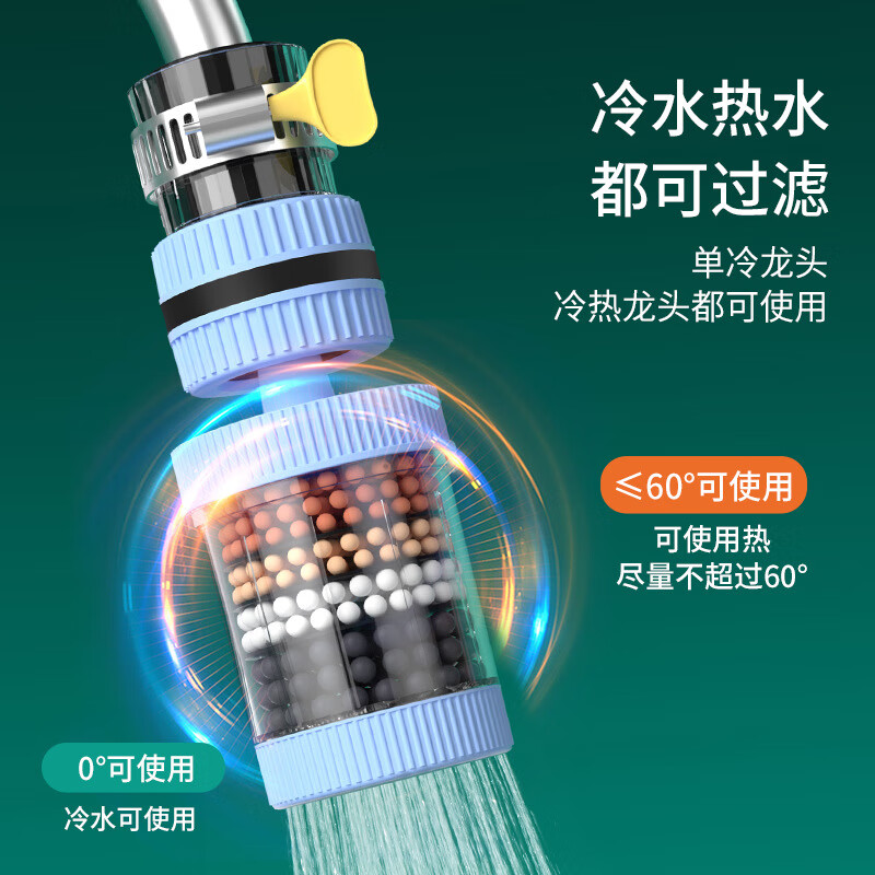 360°旋转万能接口可拆洗水龙头过滤器家用自来水防溅花洒通用 【增压防溅6层过滤】2个装