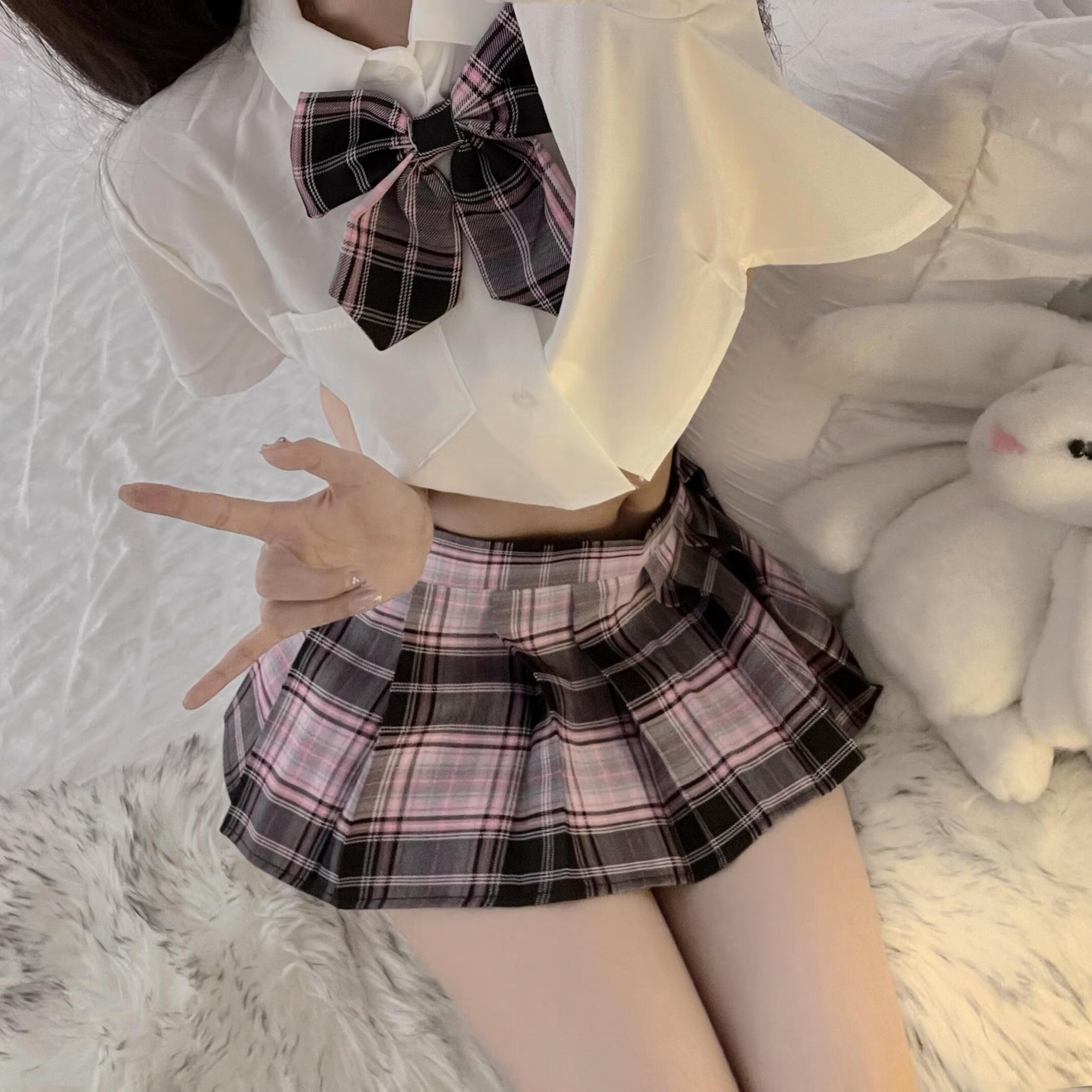 铂朗尼奥齐穴小短裙套装jk制服短裙性感可爱甜美学妹夏季纯欲超短