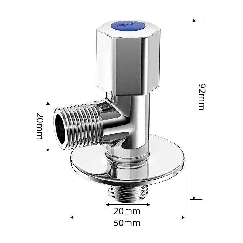 九牧冷热水三角阀全铜加厚家用水阀开关水龙头4分四直通八字阀门 蓝标单冷角阀1只装