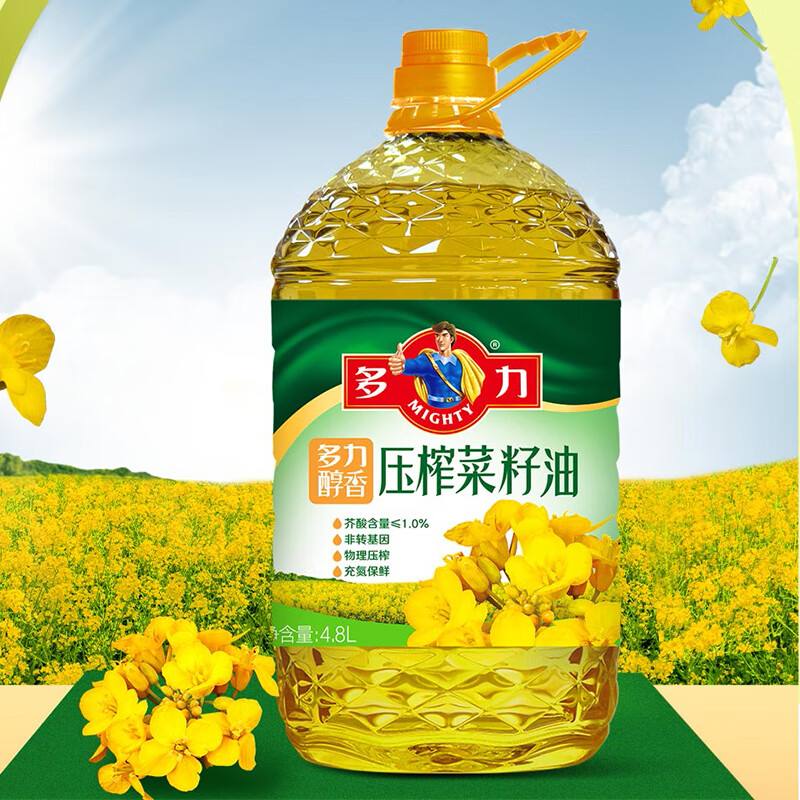 多力醇香压榨菜籽油4.8L 1桶