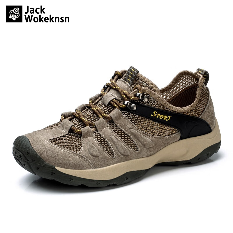 JACK WOKEKNSN狼爪云户外登山鞋男防水防滑休闲爬山夏季沙漠运动徒步鞋子 卡其透气款1756 41